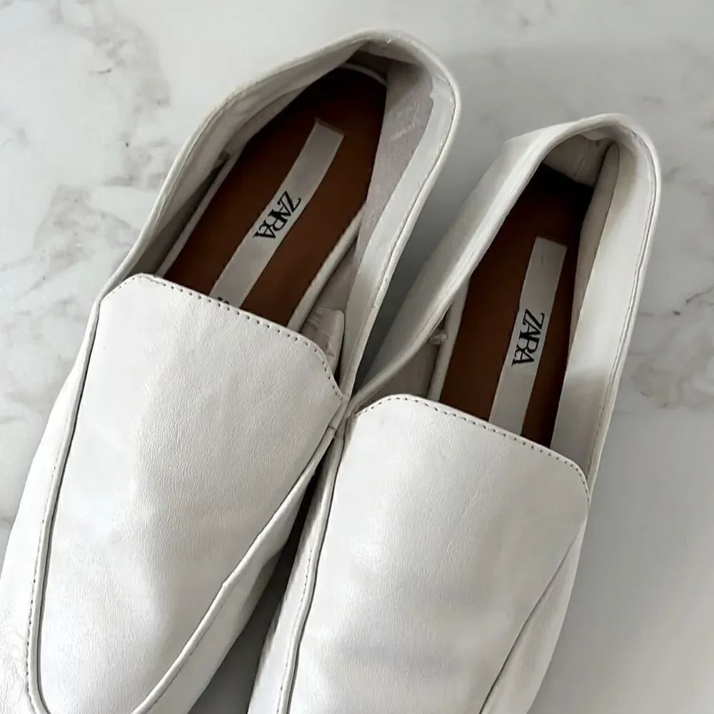 Zara white loafers NWOT